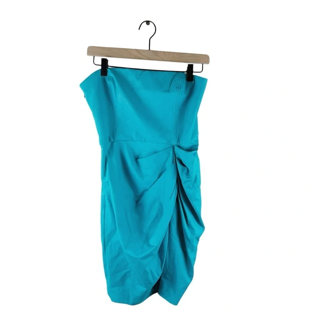 Amanda Uprichard Mohan Faux Leather Mini Dress in Marina Small New - Picture 3 of 9